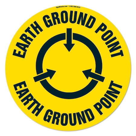 Signmission Earth Ground Point 16in Non-Slip Floor Marker, 6PK, 16 in L, 16 in H, FD-2-C-16-6PK-99947 FD-2-C-16-6PK-99947